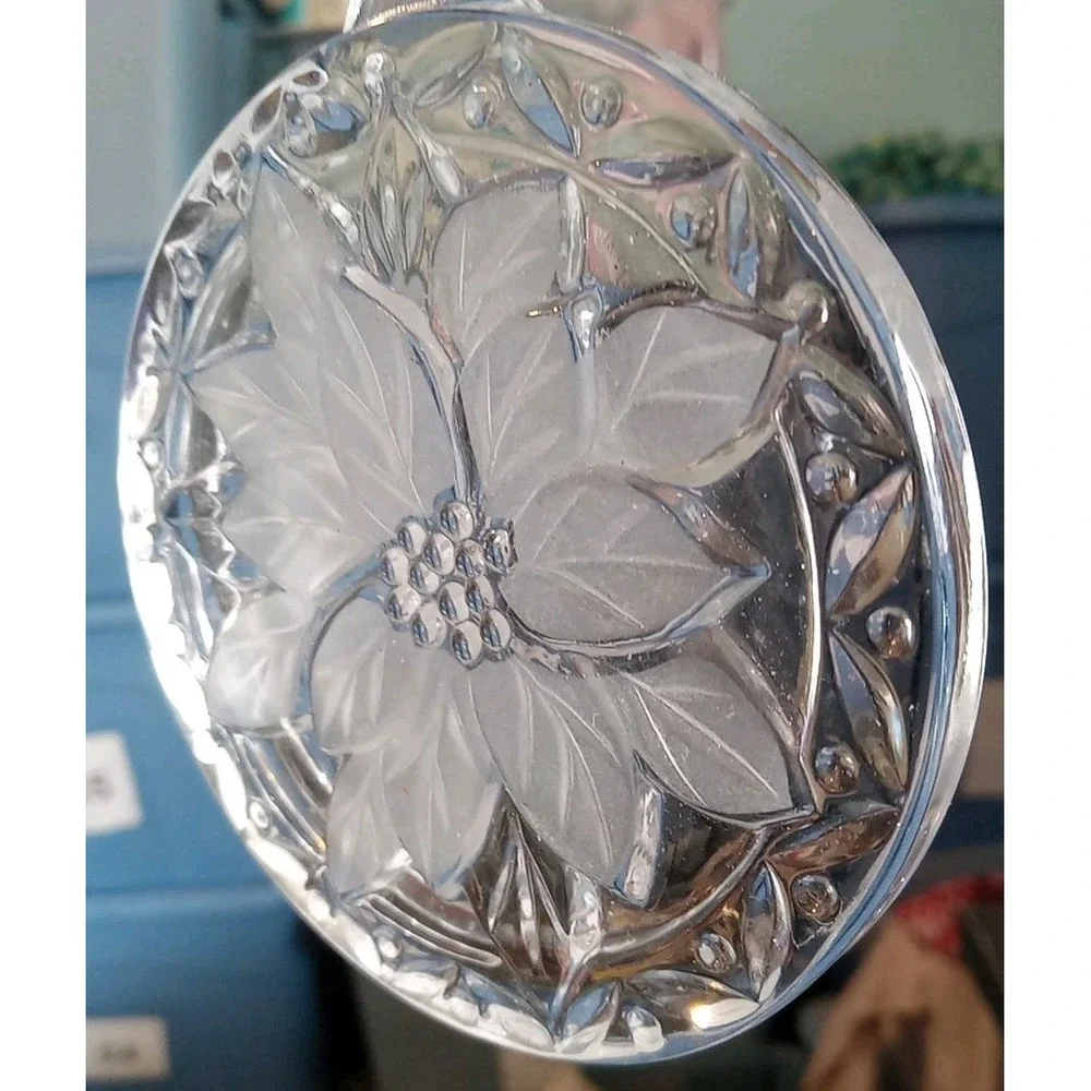 Vintage Glass Cut Crystal Mikasa‎ JAPAN Poinsettia Christmas Tree Ornament